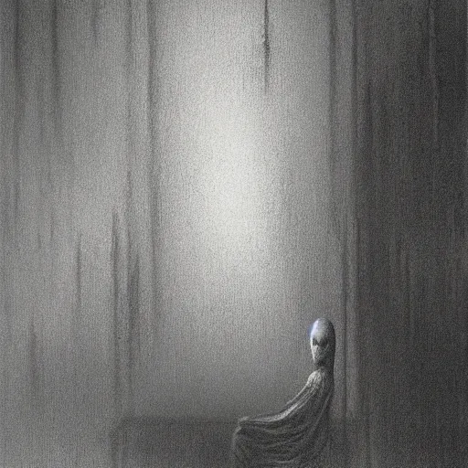 Image similar to Cool commuter ghost. Zdzisaw Beksinski.