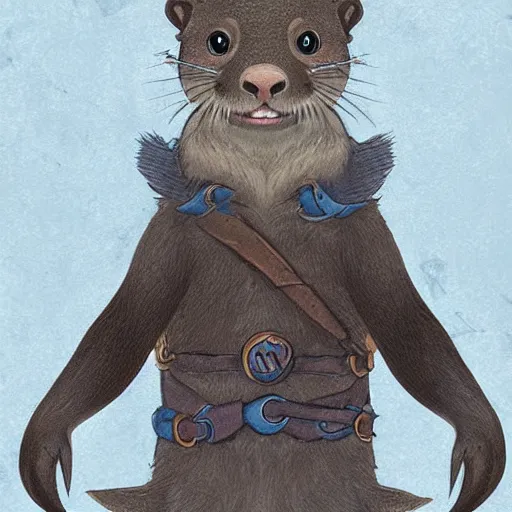 Prompt: an otter as a Dungeons and dragons wizard character art