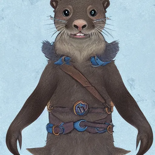 Image similar to an otter as a Dungeons and dragons wizard character art