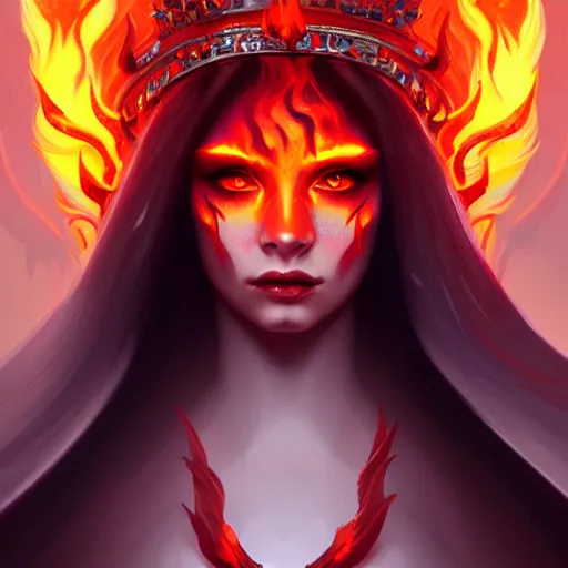 Image similar to Queen of fire and death, highly detailed, digital painting, artstation, concept art, smooth, sharp focus, illustration