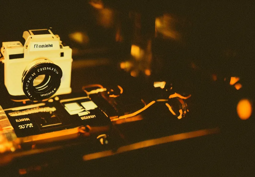Image similar to a ultra realistic hyper realistic underexposed fujifilm 800 photograph of an intricate device for neon injection
