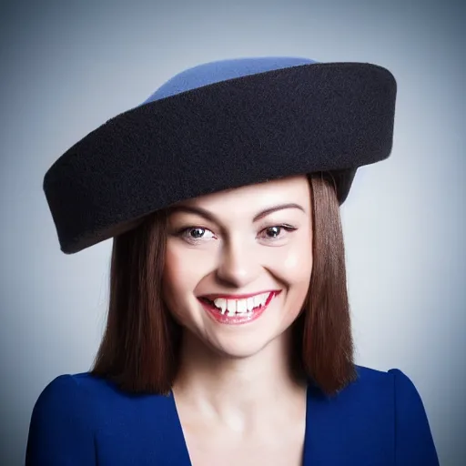 Image similar to living hat with eyes and teeth at brim of base, funny professional photo