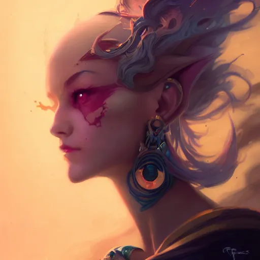 Image similar to a portrait of a beautiful the enchantress, art by pete mohrbacher and guweiz and ilya kuvshinov, digital art, highly detailed, intricate, sci - fi, sharp focus, trending on artstation hq, deviantart, unreal engine 5, 4 k uhd image