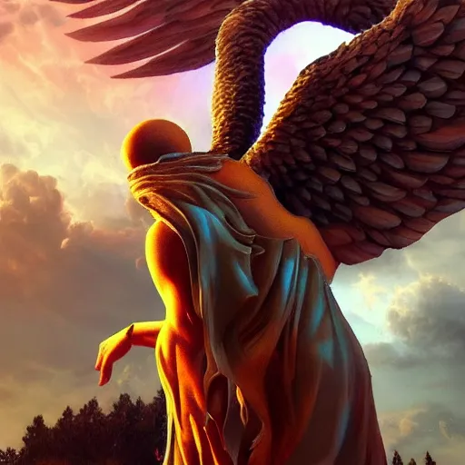 Image similar to people are prayin for phoenix god - realistic - photorealistic - hd - trending art artstation - detailed