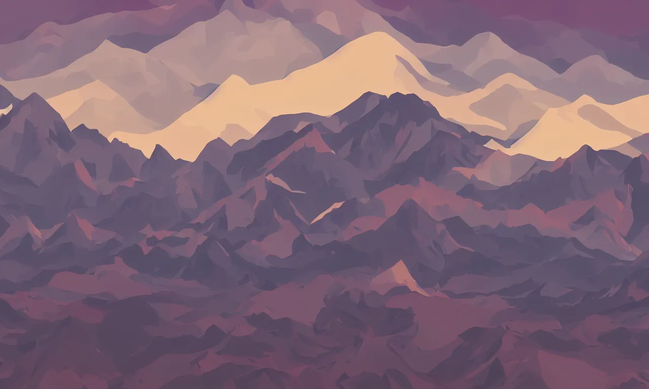 Prompt: mountains, vector art, trending on artstation, 30mm, by Noah Bradley