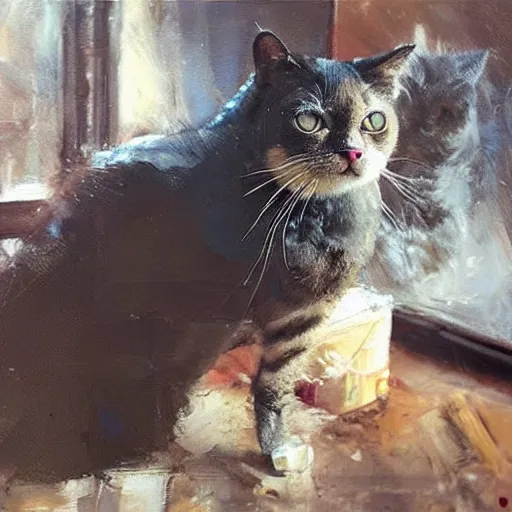 Prompt: cat who looks like nick offerman, jeremy mann painting