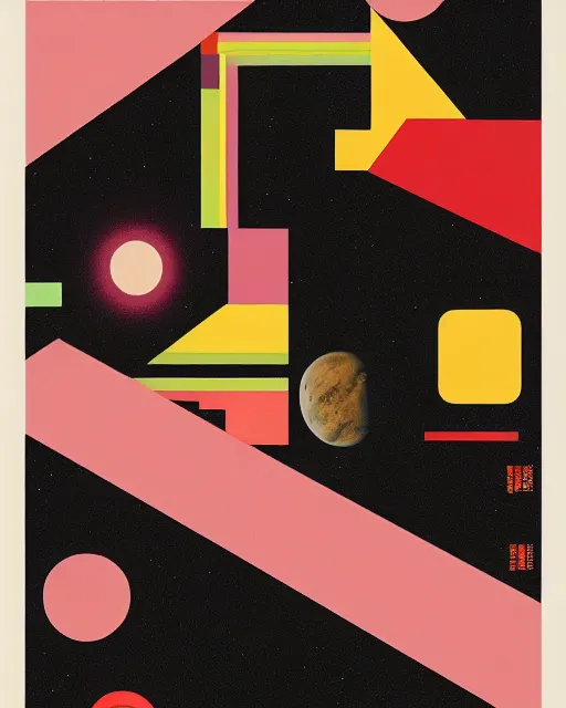 Prompt: A collage of 2001: A Space Odyssey film poster by Paul Rand. 1968