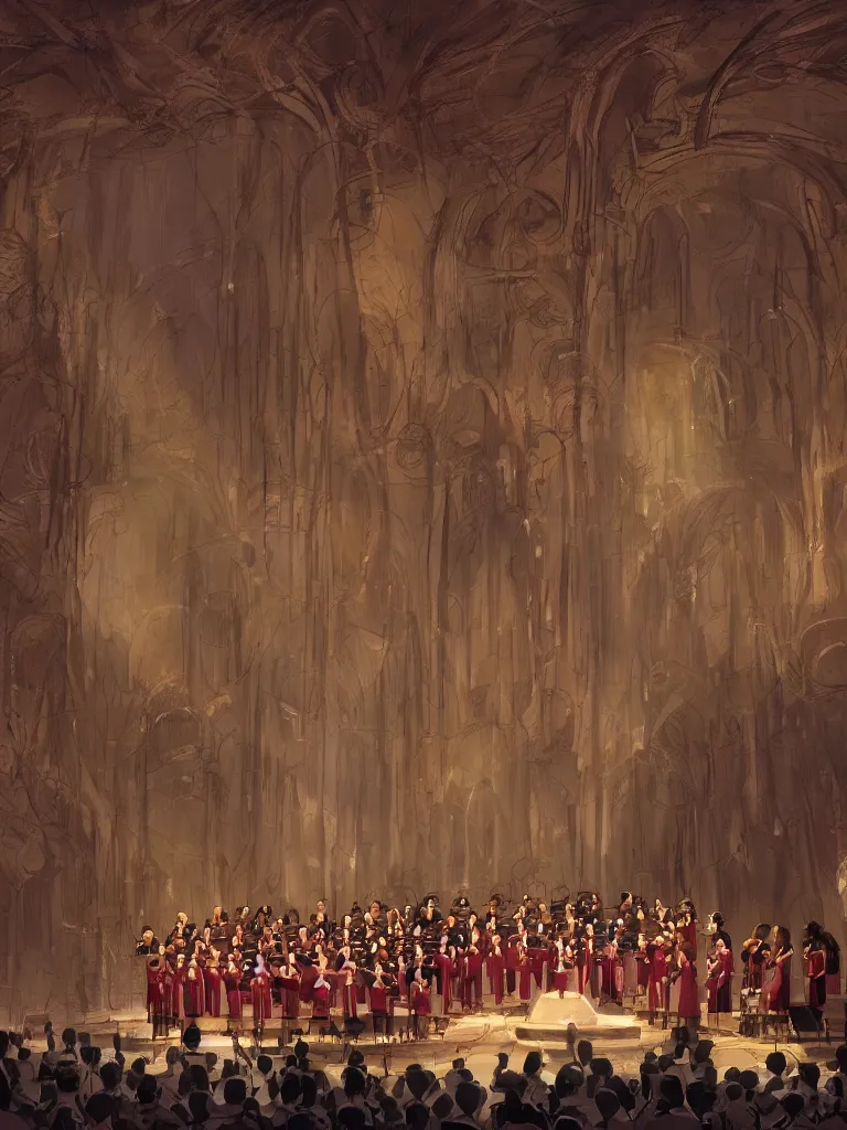 Image similar to choir by disney concept artists, blunt borders, rule of thirds