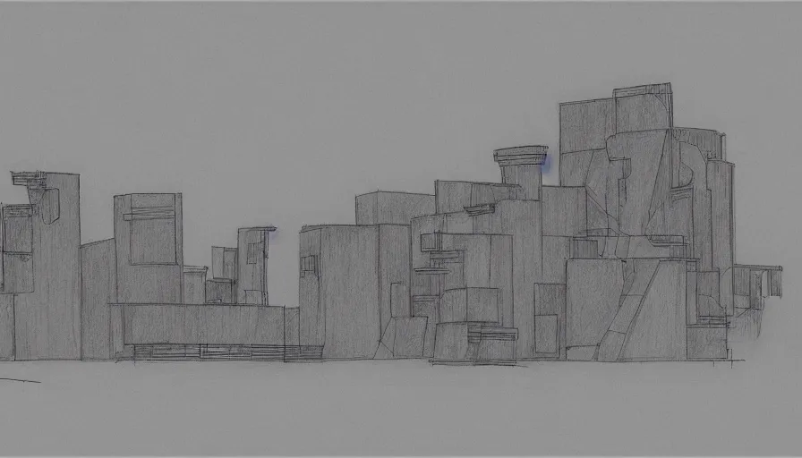 Prompt: big brutalist villain base, drawing architecture