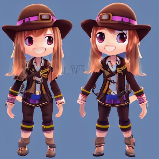 Image similar to female explorer mini cute girl, adoptable, highly detailed, rendered, ray - tracing, cgi animated, 3 d demo reel avatar, style of maple story and aura kingdom, maple story indiana jones, cool clothes, soft shade, soft lighting, portrait pose