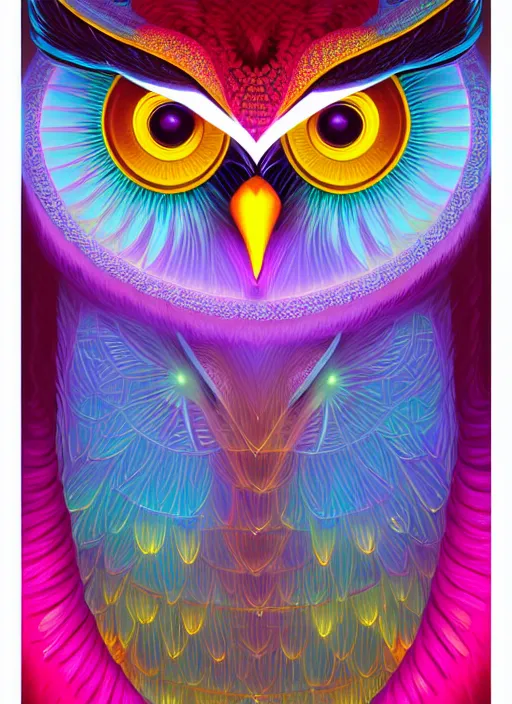 Image similar to symmetry!! product render poster vivid colors divine proportion owl, divine, glowing fog intricate, elegant, highly detailed, digital painting, artstation, concept art, smooth, sharp focus, illustration,