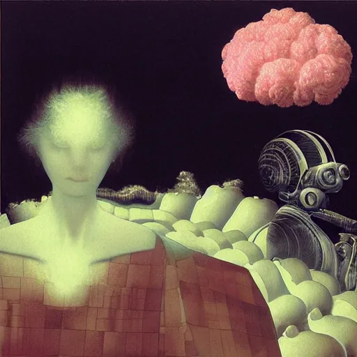 Prompt: scifi, liminal spaces, party balloons, checkered pattern, David Friedrich, award winning masterpiece with incredible details, Zhang Kechun, a surreal vaporwave vaporwave vaporwave vaporwave vaporwave painting by Thomas Cole of an old pink mannequin head with flowers growing out, sinking underwater, highly detailed