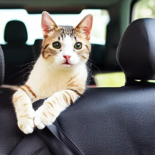 Image similar to cat on back seat of a car, enjoys travelling,