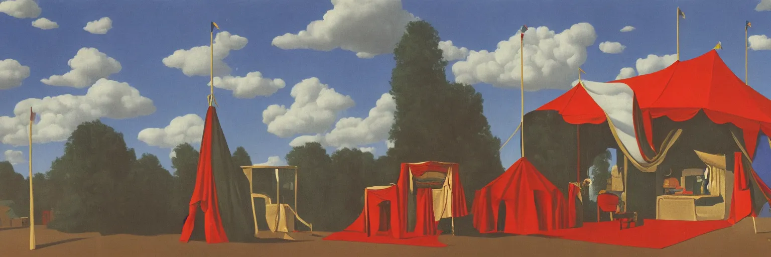 Prompt: circus tent painting magritte