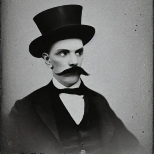 Image similar to portrait of flat erik with a top hat, 1 8 9 0 vintage photo