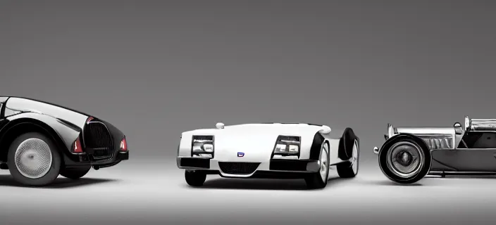 Image similar to a single bugatti type 5 7 sc atlantic and delorean hybrid, dslr, volumetric lighting