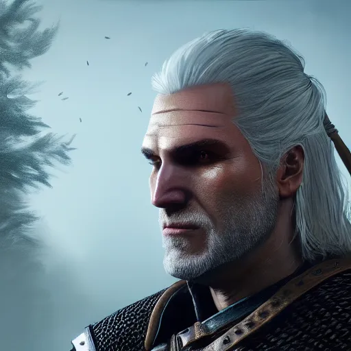 Image similar to geralt from the witcher 3 video game, huggy wuggy from poppy playtime video game, fullbody, ultra high detailed, glowing lights, oil painting, greg rutkowski, charlie bowater, beeple, unreal 5, daz, hyperrealistic, octane render, rpg portrait, dynamic lighting, fantasy art, beautiful face