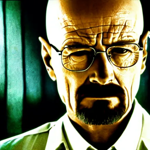 Image similar to walter white as a character from the matrix, award winning shot