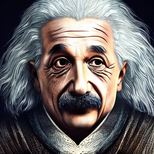 Image similar to einstein as geralt of rivia, studio photo, uhd, 8k,