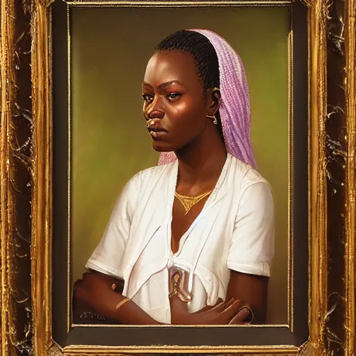 Image similar to portrait of a senegalese woman ( 3 5 ) from senegal, an oil painting by ross tran and thomas kincade