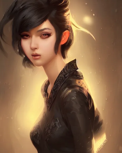 Prompt: teen girl, black hair, gorgeous, amazing, elegant, intricate, highly detailed, digital painting, artstation, concept art, sharp focus, illustration, art by Ross tran