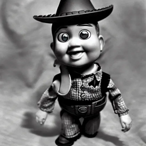 Image similar to babyface from toy story as a dnd gnome, steam punk style, 1920s photograph