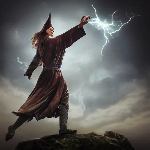 Image similar to Wizard casting a storm spell, photorealistic