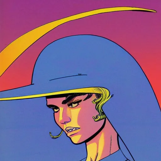 Image similar to kaia gerber retro minimalist portrait moebius starwatcher comic by jean giraud, 8 k