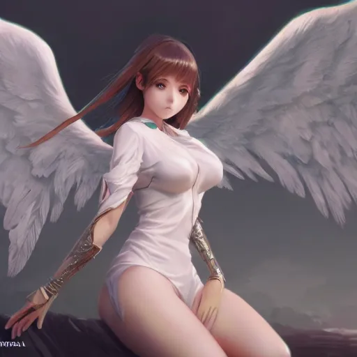 Prompt: a beautiful anime girl with angel wings, by artgerm, wlop and greg rutkowski, hd, hdr, ue 5, ue 6, unreal engine 5, cinematic 4 k wallpaper, 8 k, ultra detailed, high resolution, artstation, award winning