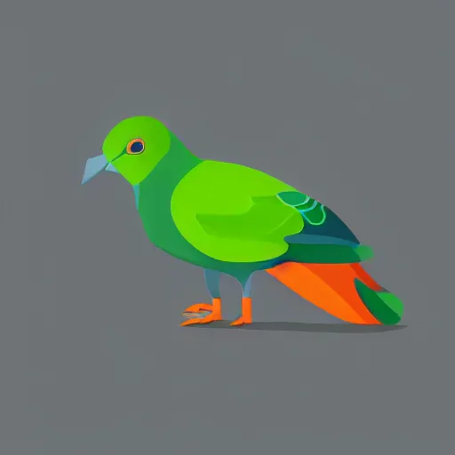 Image similar to isometric, vector, flat, a green dove, no depth, cgsociety, black background, volumetric lighting, digital art