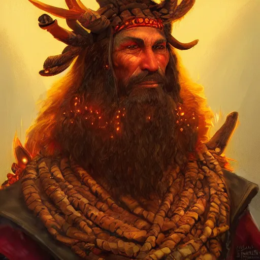 Image similar to a detailed portrait of a fire shaman, by justin gerard, digital art, realistic painting, dnd, character design, trending on artstation