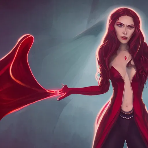 Image similar to still of scarlet witch in arcane, arcane art style, arcane aesthetic, artstation, cgsociety contest winner