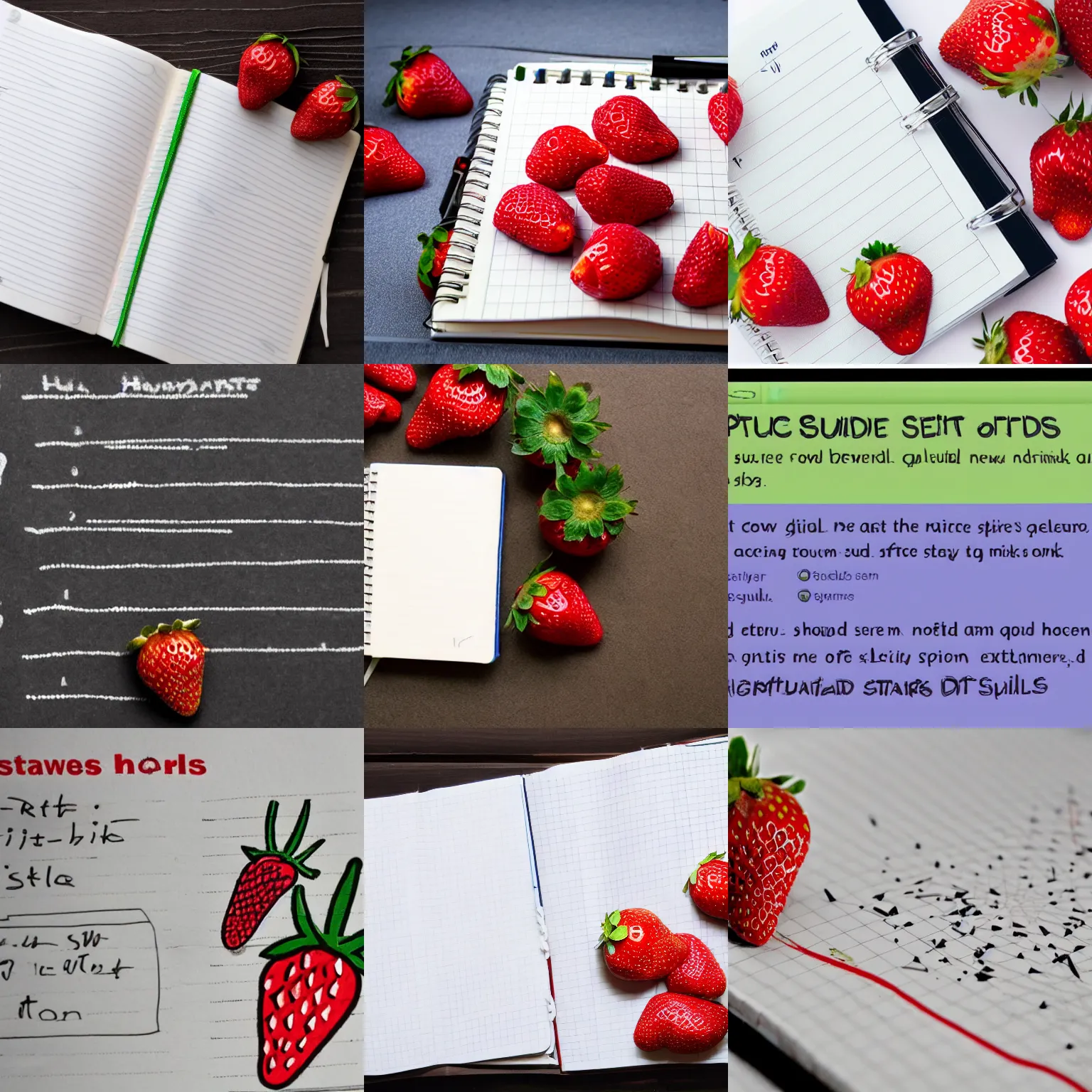 Prompt: extremely detailed guide written in a notebook on how to add harmful spikes to soft objects such as strawberries, found written in a notebook