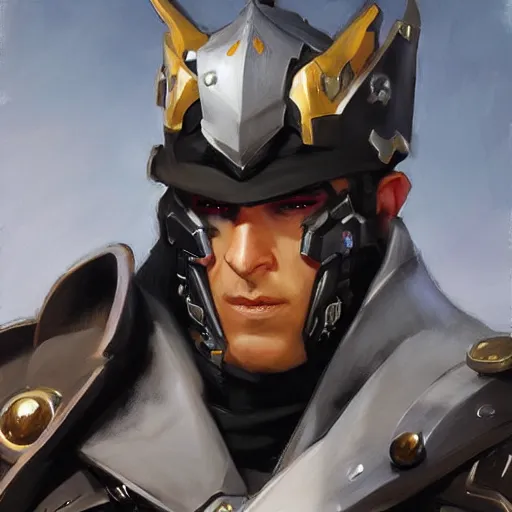 Image similar to greg manchess portrait painting of armored vincent valentine as overwatch character, medium shot, asymmetrical, profile picture, organic painting, sunny day, matte painting, bold shapes, hard edges, street art, trending on artstation, by huang guangjian and gil elvgren and sachin teng