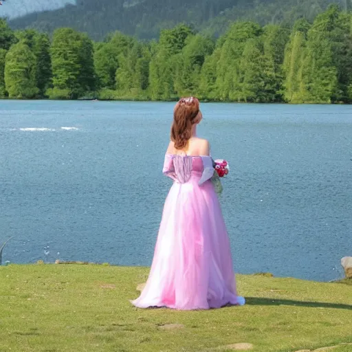 Prompt: princess by the lake