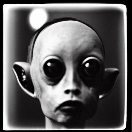 Image similar to portrait of alien beings, 85mm, by Diane Arbus, black and white, bokeh, lomography