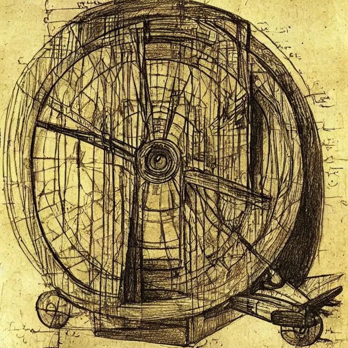 a sketch of a time machine by leonardo da vinci., Stable Diffusion