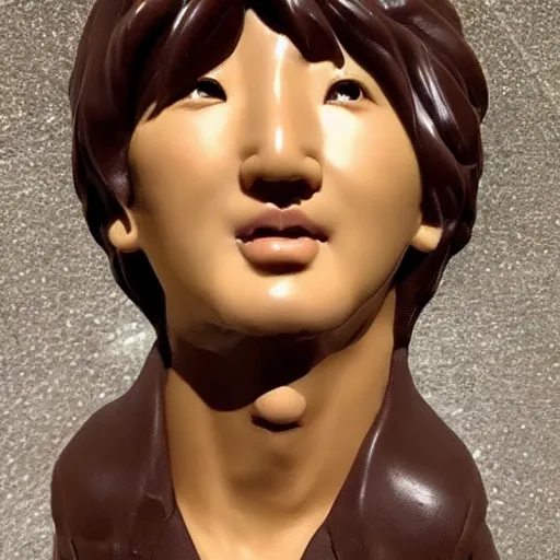 Image similar to “K-pop idol Changbin as a chocolate statue by Michelangelo”