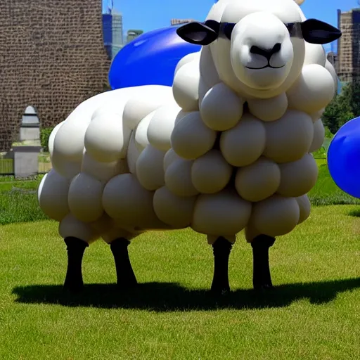 Prompt: a sheep made of balloons by jeff koons