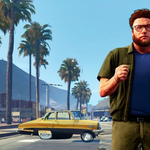 Prompt: seth rogen as a character in gta v