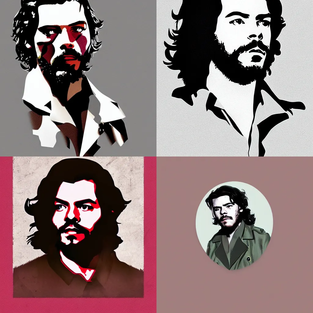Prompt: Harry Styles as Che Guevara, Dramatic Digital art