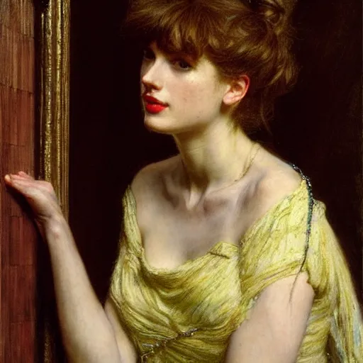 Image similar to a portrait of taylor swift by lawrence alma - tadema