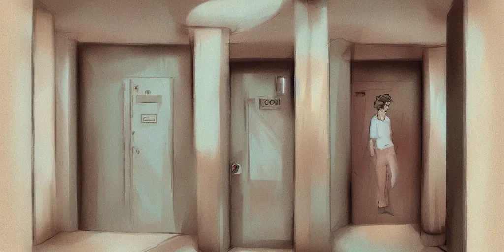 Prompt: back to the summer of the elevator of lisbon, concept art, pastel soft colors, in the style of danny mcbride, knyazev konstantin