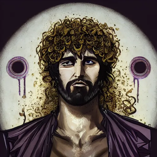 Prompt: 4K headshot portrait of godlike Pimp of Nazareth with defined arms and open hands and bloody clothes with giant mandala wings , intricate face , flawless anime cel animation by Kentaro Miura, psychedelic , highly detailed upper body , professionally post-processed , beautiful, scary, symmetry accurate features, epic, octane rendered, anime masterpiece, accurate by Craig Mullins, ilya kuvshinov, krenz cushart, epic , artgerm trending on artstation by Edward Hopper and Dan Mumford and WLOP and Rutkovsky, beksinski carl spitzweg moebius and tuomas kocar, intricate artwork by caravaggio, Unreal Engine 5, Lumen, Nanite