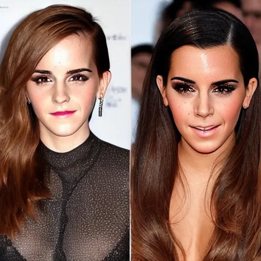 Prompt: emma watson mixed with kim kardashian,