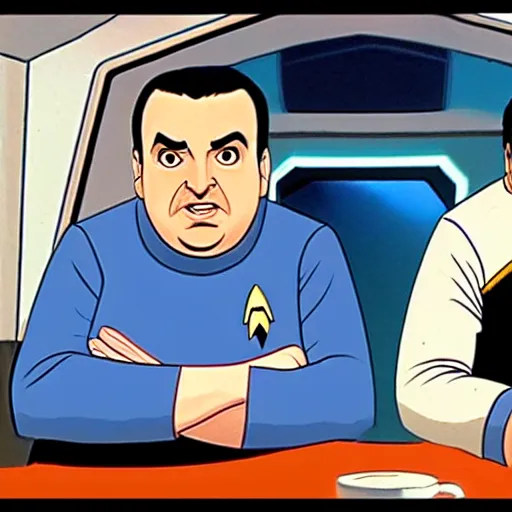 Image similar to mike stoklasa and rich evans from redlettermedia in star trek the animated series