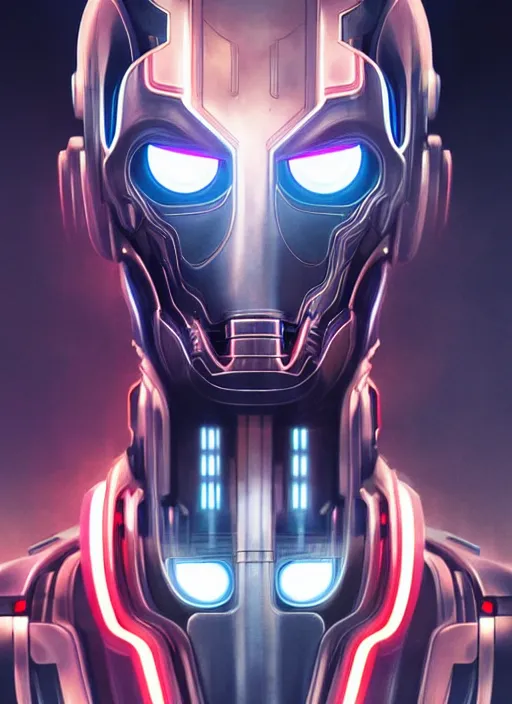 Prompt: symmetry!! portrait of ultron, sci - fi, tech wear, glowing lights!! intricate, elegant, highly detailed, digital painting, artstation, concept art, smooth, sharp focus, illustration, art by artgerm and greg rutkowski and alphonse mucha