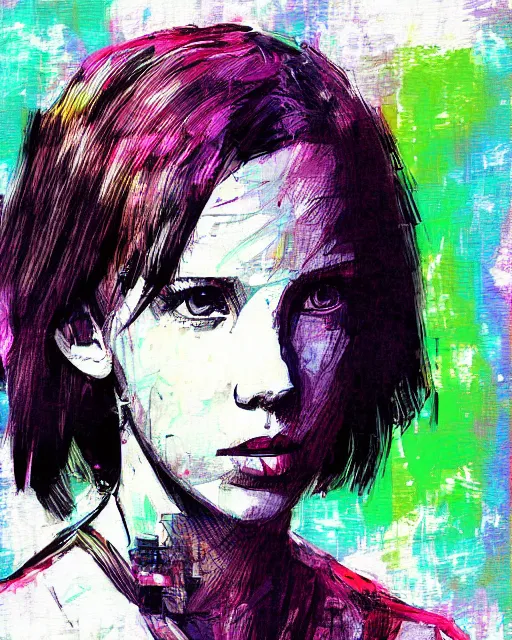 Image similar to digital art of millie bobby brown by yoji shinkawa