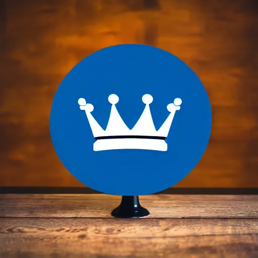 Image similar to talk show with blue crown logo , 4k , HD , photograph