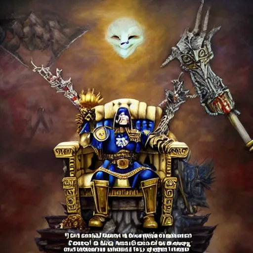 Prompt: joe biden as the emperor of mankind from warhammer 4 0, 0 0 0, warhammer 4 0 k, decrepid on a throne, portrait